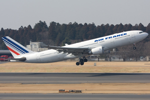 An Air France A330 takes off.