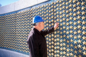     The wall of 4,048 stars; each one represents 100 Americans who died in the war. Photo by Rick Latoff / American Battle Monuments Commission.
