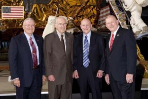 From left: Fred Haise, Jim Lovell, Tom Mattingly, Gene Kranz, at the National Air and Space Museum, April 15, 2010. Photo: Mark Avino