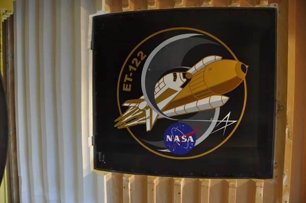 A closer look at the intertank door: The first and last shuttle "nose art."