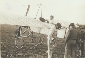 Pegoud at the controls of a Bleriot XI in 1913. (SI 2001-11634)