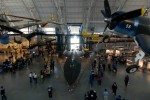 The James S. McDonnell Space Hangar sits open and temporarily empty behind the SR-71 Blackbird at the Udvar-Hazy Center.