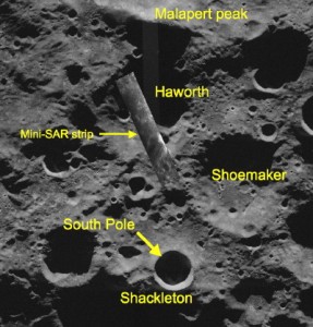 Mini-SAR image strip near the lunar south pole