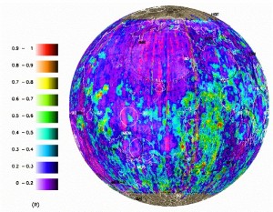 Magnetic field strength on the near side of the Moon