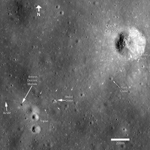 The path to Cone crater (LROC image, Ariz. State Univ.)